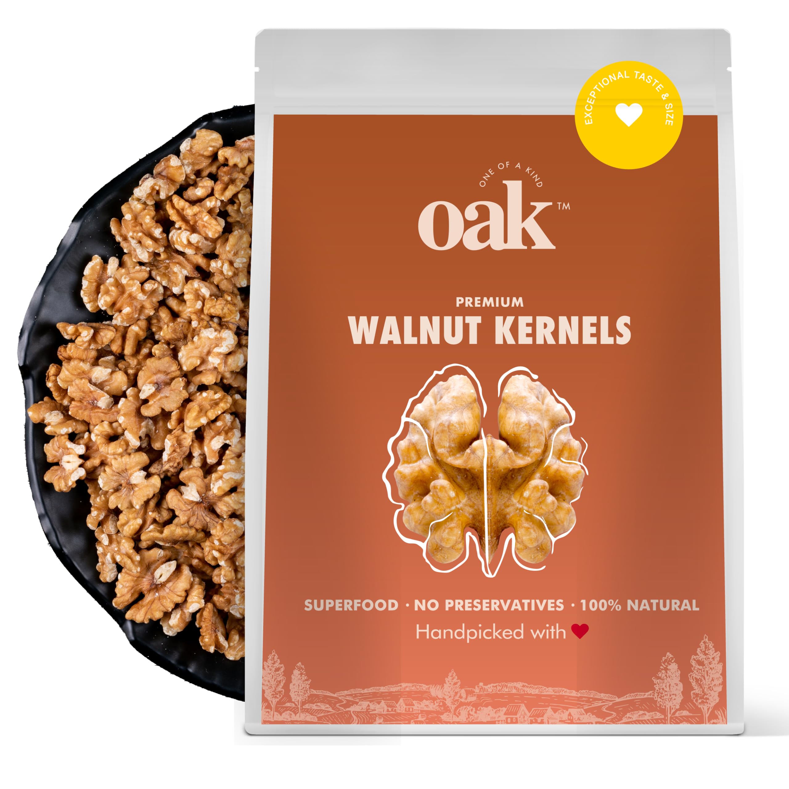OAK, Gourmet Walnut Kernels 1Kg | 2-Piece Grade, Deluxe Size Akhrot Giri | 100% Natural | No Preservatives & Additives | Chilean Walnuts Dry Fruit | Walnuts Without Shell (250gm x 4 Vacuum Pack) (B0D2TNMYZ8) Amazon Price History, Amazon Price Tracker