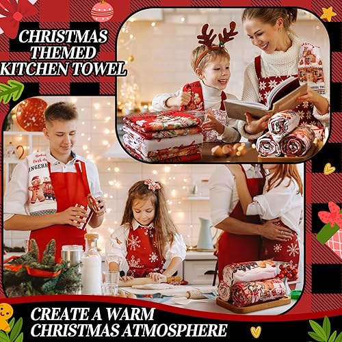 Miniatura 2 de Oudain Juego de 6 toallas de cocina y paños de cocina de Navidad para hombre de jengibre, juego de toallas de mano de cocina de invierno, regalos de