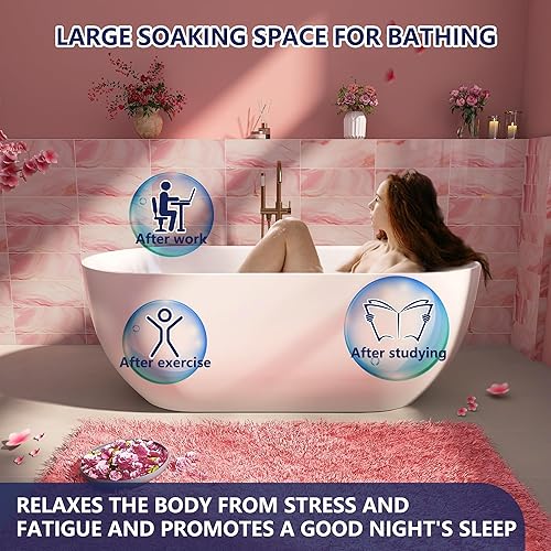 Miniatura 37 de Bañera independiente de acrílico de 67 pulgadas, bañera independiente, bañera de remojo, certificado cUPC, CM (blanco brillante)