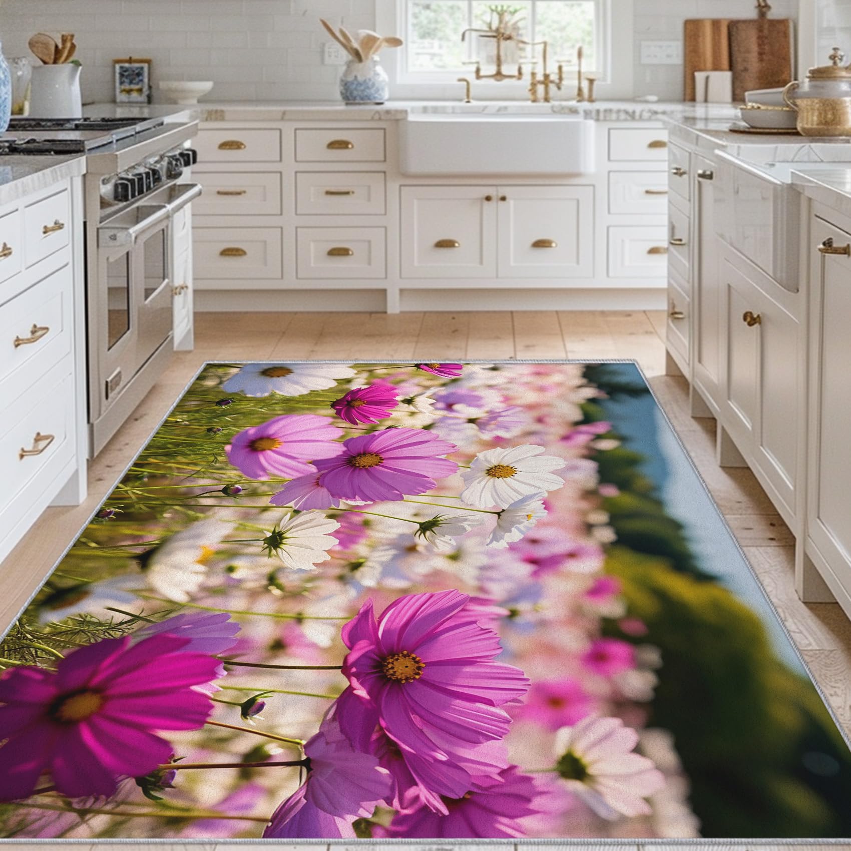 Tapis fleurs sauvages antidérapant doux 140x200 anti-glisse pour chambre
