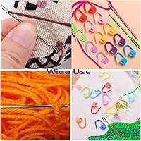 Vista 4 de Kits de 26 piezas de tejer de costura, 9 agujas de hilo romo de ojos grandes, 4 agujas de tejido de plástico, 12 agujas de punto coloridas