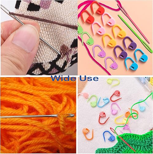 Miniatura 4 de Kits de 26 piezas de tejer de costura, 9 agujas de hilo romo de ojos grandes, 4 agujas de tejido de plástico, 12 agujas de punto coloridas de