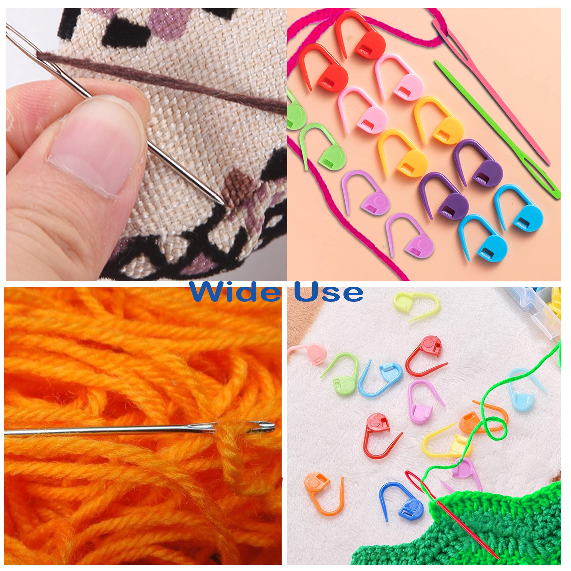 26 Pcs Crochet Set, 9 Pcs Large-Eye Blunt Sewing Needles, with Clear Bottle,4 Pcs Plastic Weaving Needles,12 Pcs Colorful Knitting Crochet Locking Counter Stitch Needle, Suitable for Crochet Project 2