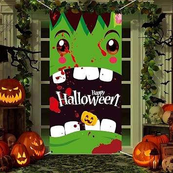 Halloween Door Cover,Scary Halloween Banner Decorations-71 x35