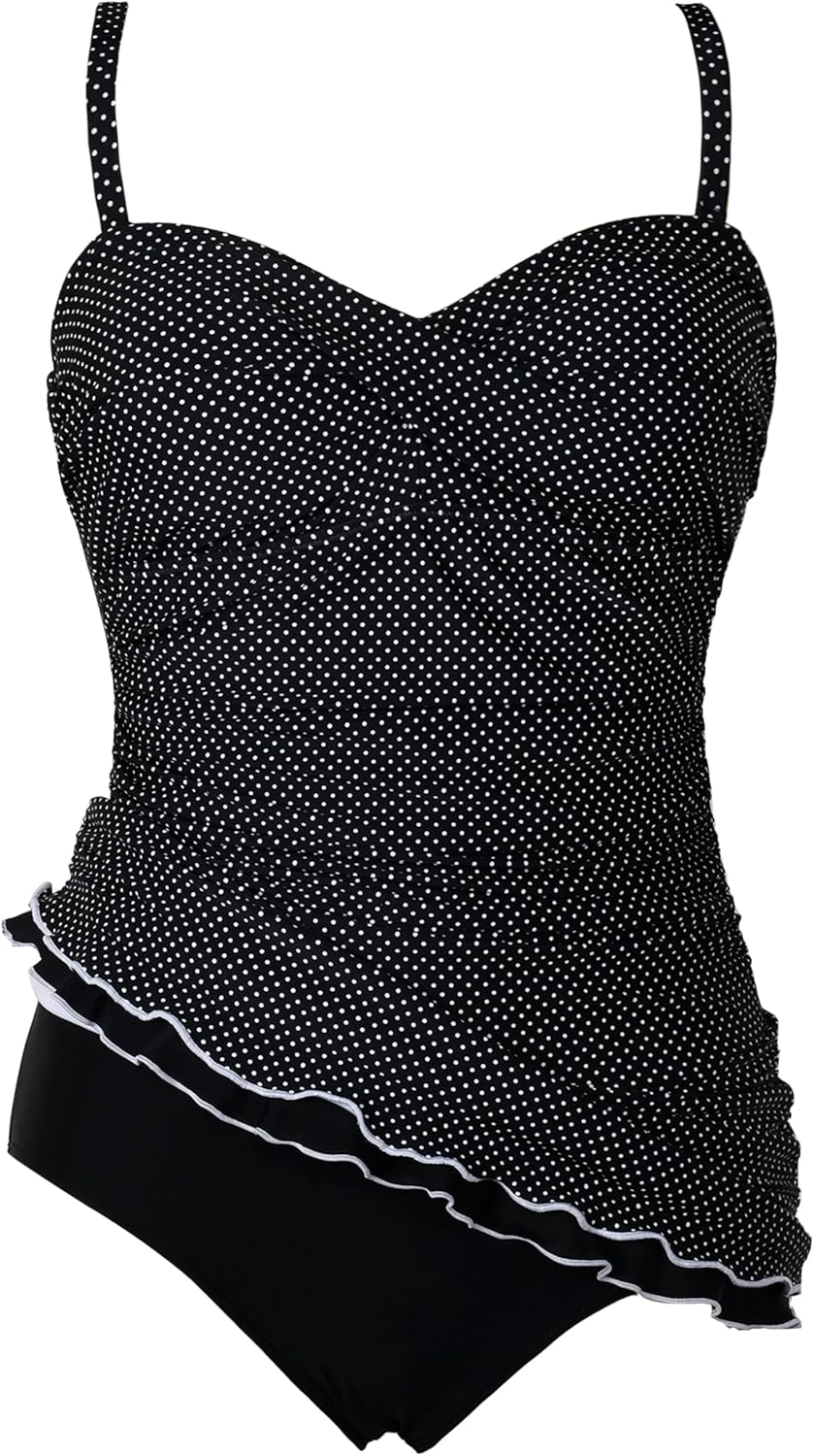 Hilor Women's One Piece Swimsuits Tummy Control Swimwear Ruffle Swim Dress with Built in Swim Brief - Image 4