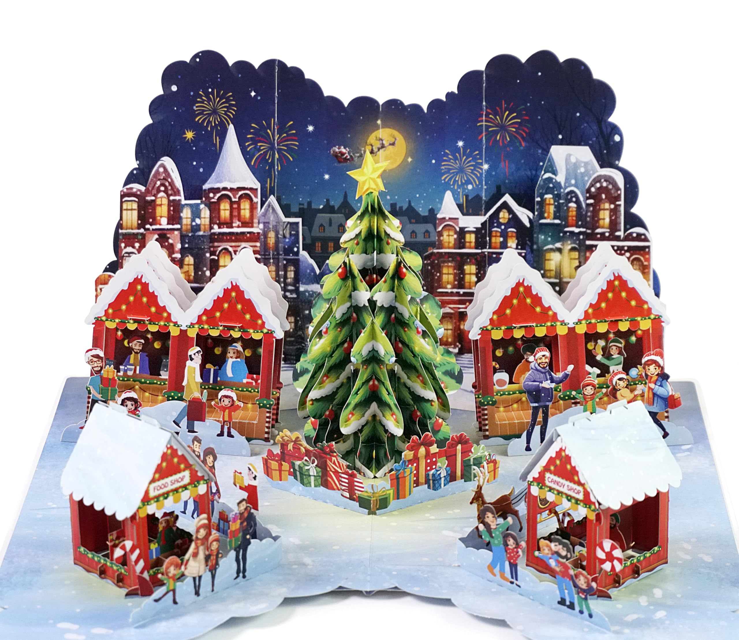 CUTPOPUP Market Merry Christmas Cards 2025, Pop Up Christmas Cards w Envelope, 3D Xmas Card, Holiday Greeting Card Gifts for Her Him Wife Husband Family Son Mum Dad (Market) US8-CN328UK โ image 1