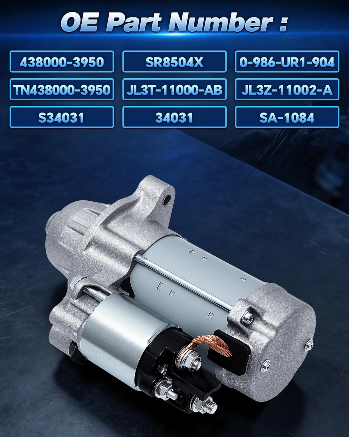 JL3Z-11002-A Starter Motor Compatible with Ford F-150 V8 5.0L 2018-2020, Replace# 438000-3950 JL3Z-11002-AB TN438000-3950 Quiet & Reliable Cold Start