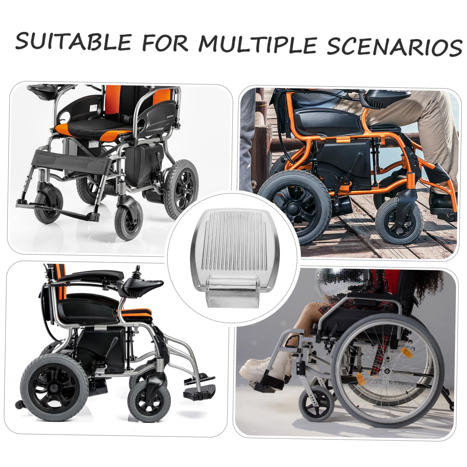 2 Pezzi Poggiapiedi Per in Alluminio 19 Mm Pedana Regolabile Per Scooter Per Anziani Facile Installare e Versatile Per Uso Domestico