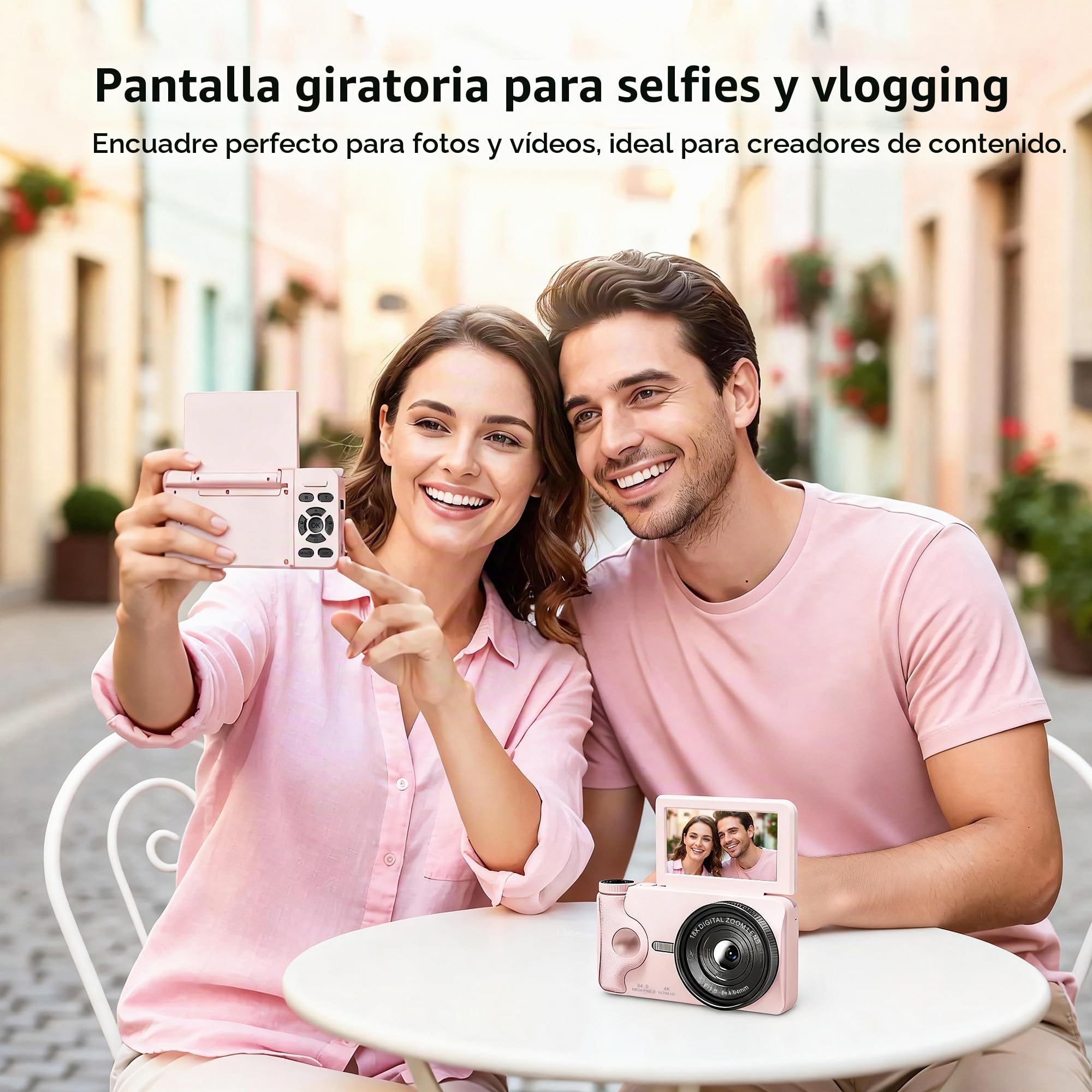 Cámara Digital 4K UHD, Pantalla 3" Abatible 180°, 64MP Autofocus, Time-Lapse, Slow Motion, Redes sociales, Webcam, 32GB Portátil para Fotografía y Vídeo, Regalo para Niños y Principiantes