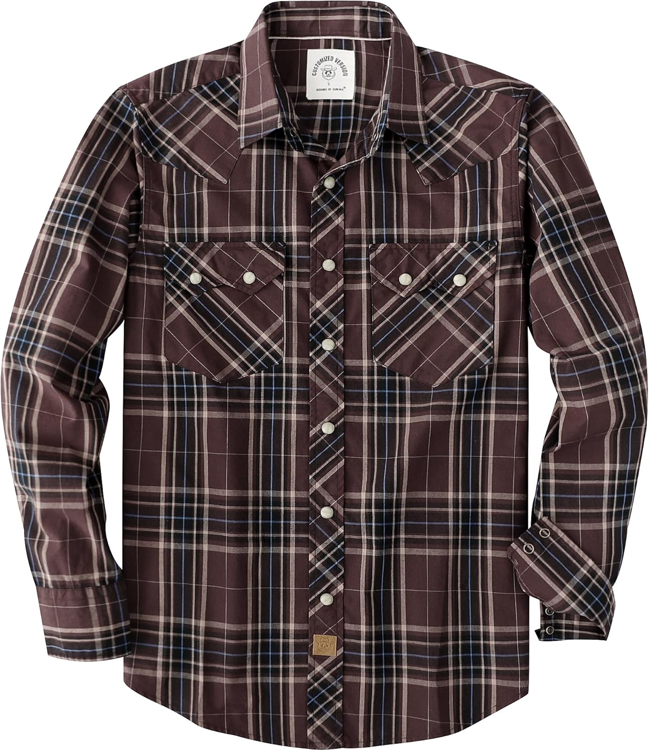 Dubinik® Pearl Snap Shirts for Men Long Sleeve Lightweight Casual Western Plaid Cowboy Cotton Vintage Work Shirt