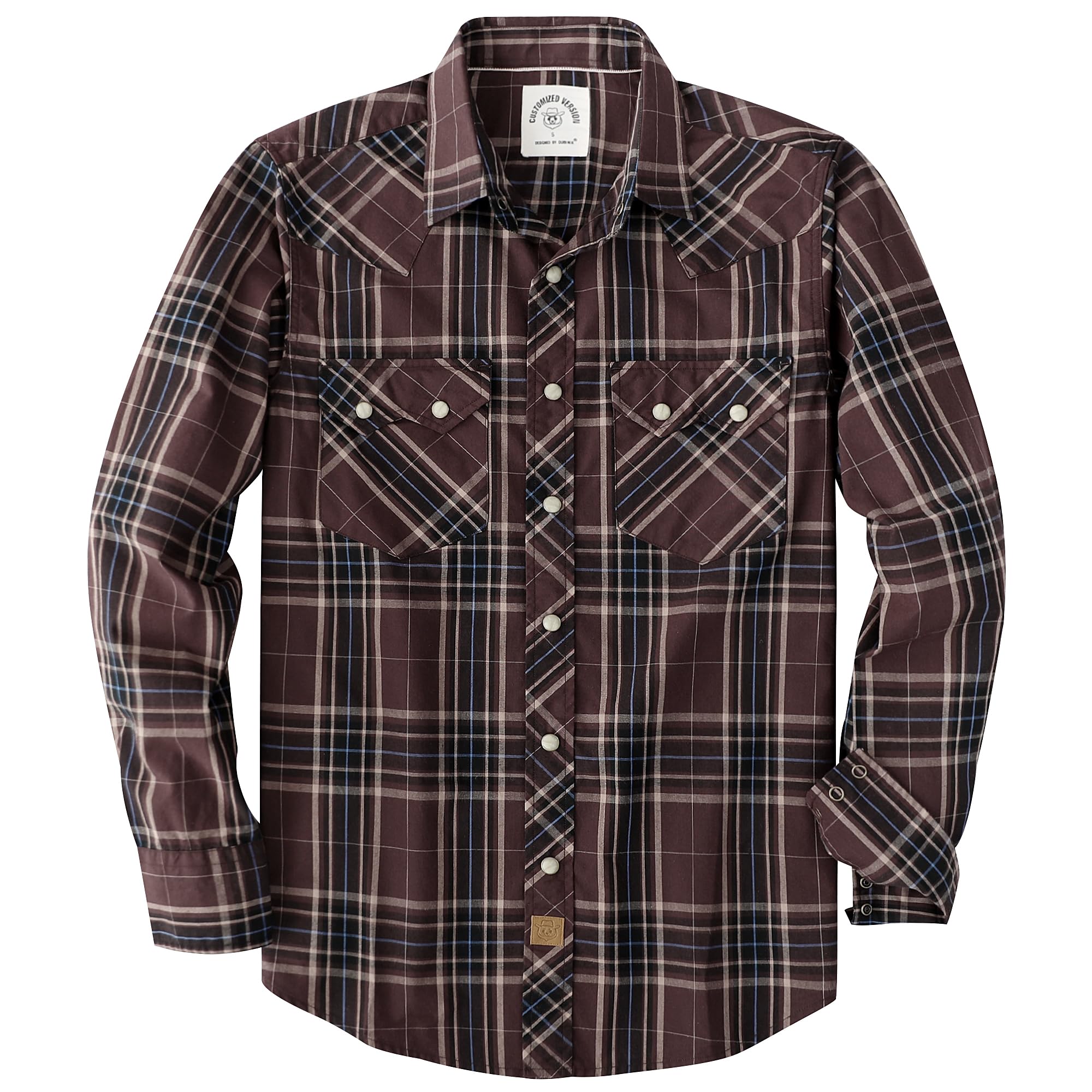 Dubinik® Pearl Snap Shirts for Men Long Sleeve Lightweight Casual Western Plaid Cowboy Cotton Vintage Work Shirt