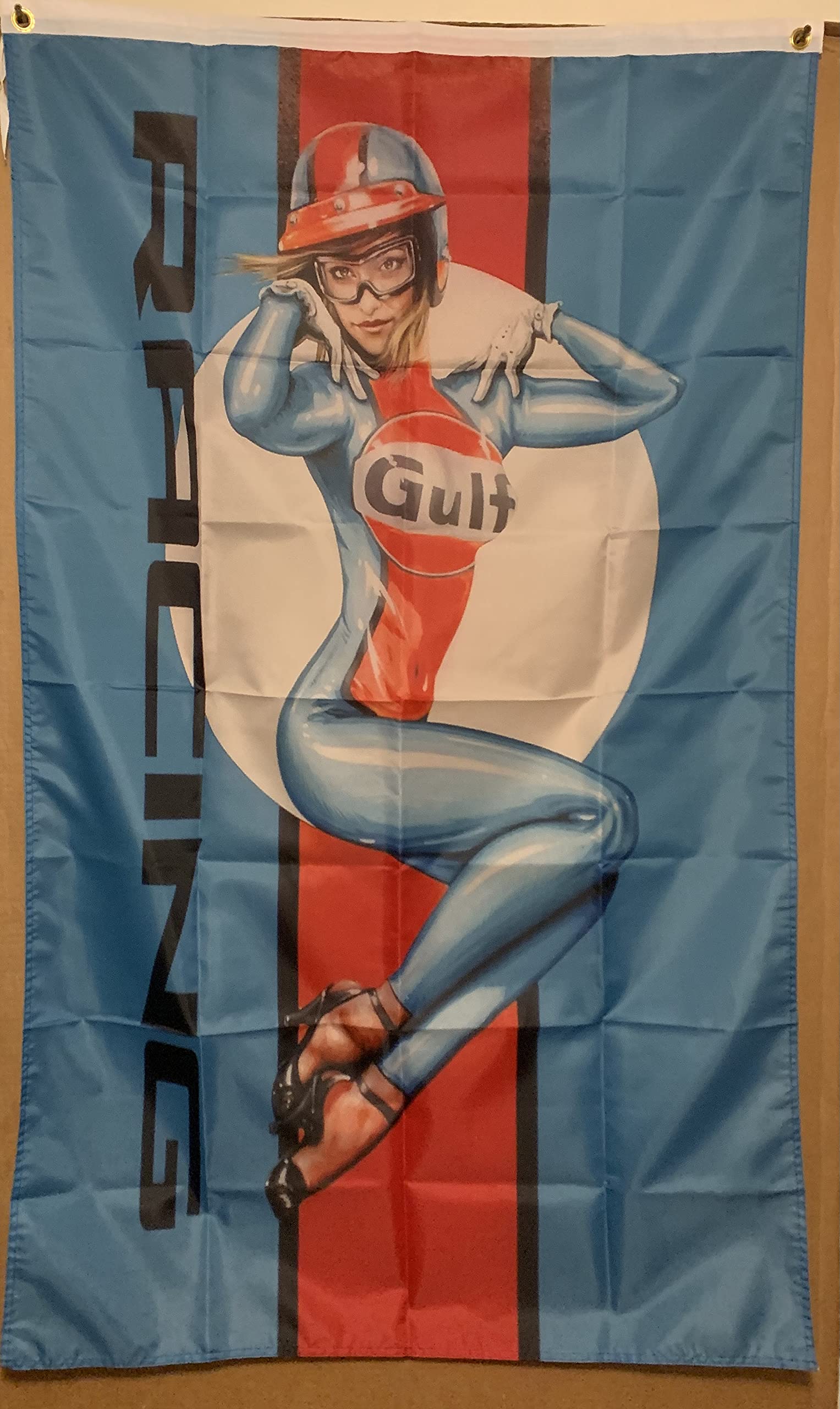 vintage design gulf racing pin up girl banner