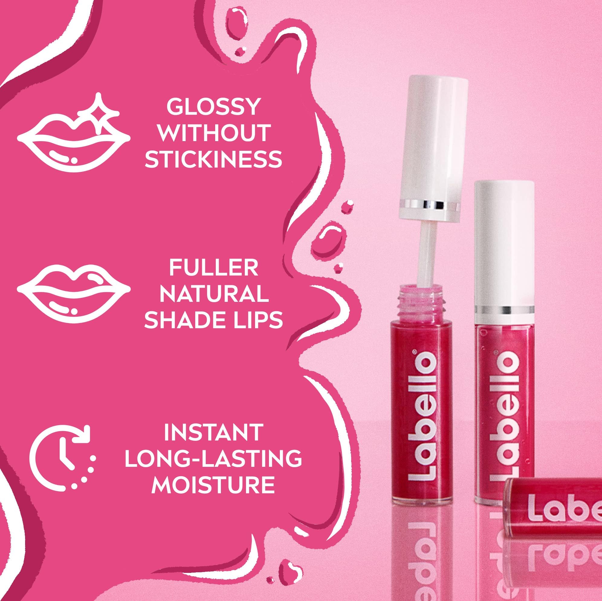 Labello Lip Oil Pink Rock 5.5ml – Nourishing Tinted Glossy Lip Oil in Vibrant Pink Shade for Shiny Hydrated Lips, Non-Sticky Moisturising Care with Sheer Colour & Mirror-Shine Finish