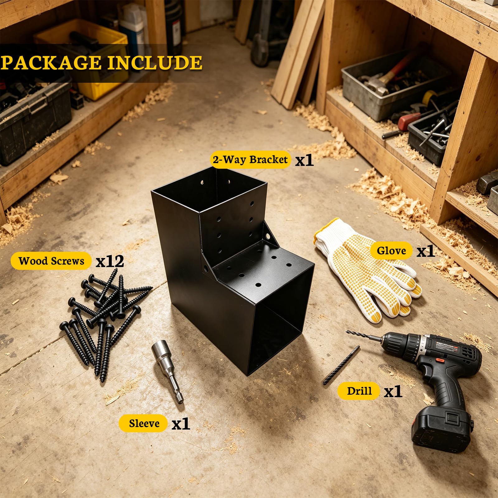 Kit de soporte de pegola de 8 x 8 pulgadas, 1 paquete, soportes de carpintería de esquina en forma de L de 2 vías para madera de 8 x 8 pulgadas (real: 7.5 x 7.5 pulgadas), soportes de madera
