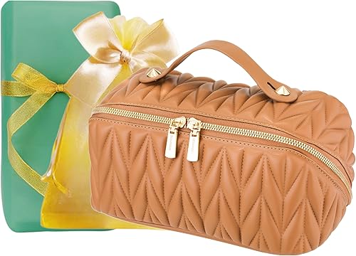 Miniatura 1 de Bolsa de maquillaje de viaje, regalos para mujeres, bolsa de maquillaje plana grande y abierta, organizador de maquillaje, bolsa de cosméticos