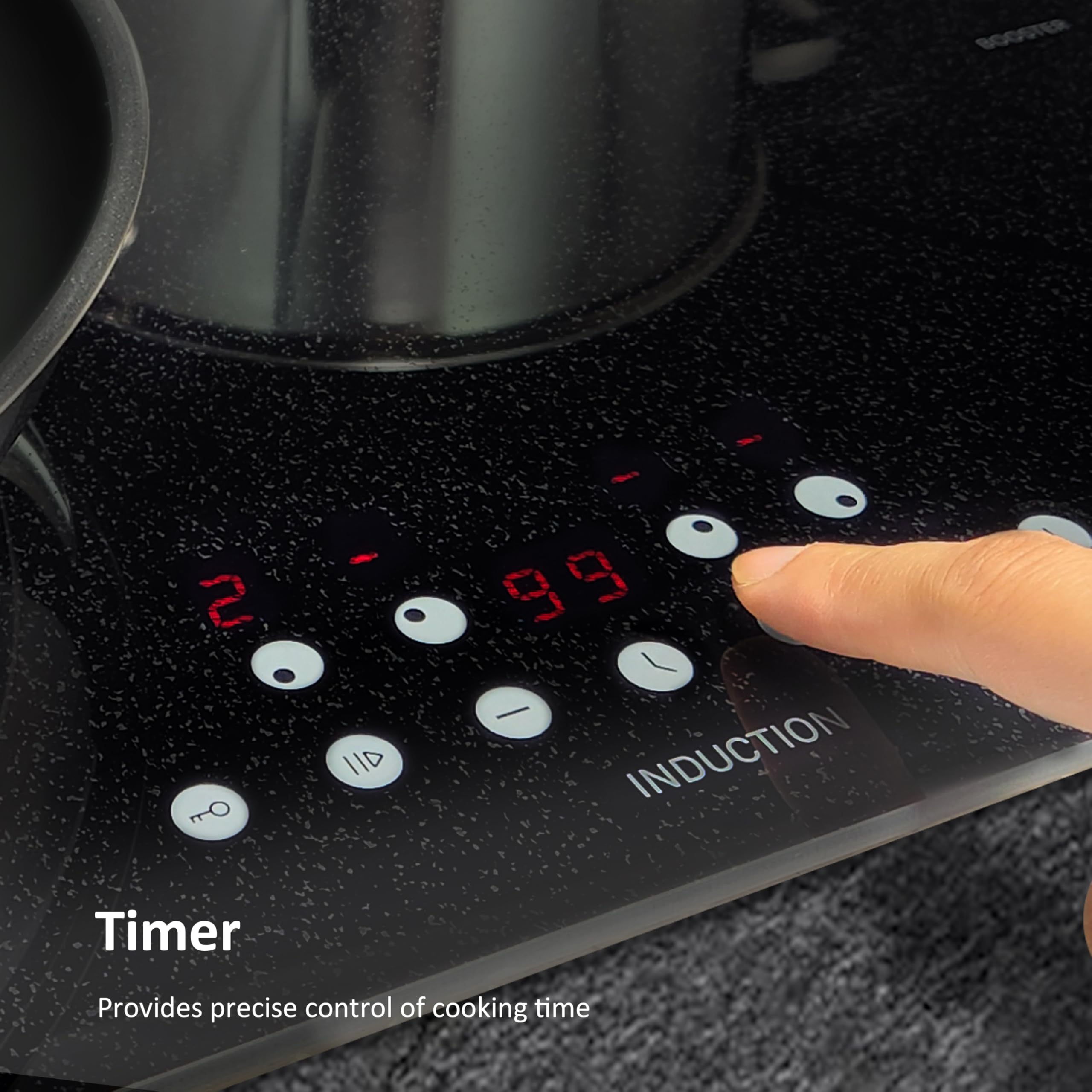 13amp Plug in Electric Induction hob, STARCHARTS 13amp Plug and Play Electric Hob, 2800W, 4 Zones Induction Hob with Touch Control, 9 Cooking Power Levels, Child Lock, Boost, Snowflake Pattern Style — view 4