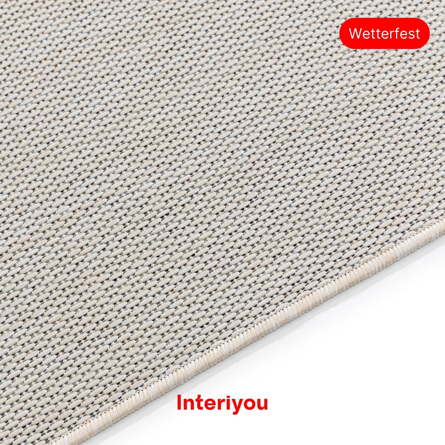 Interiyou Outdoor Teppich Wetterfest Lome - 120x170 cm Weiß - Wasserfest für Balkon, Terrasse, Garten - Outdoorteppich passend auch für Wohnzimmer, Schlafzimmer und Küche - Aussenteppich