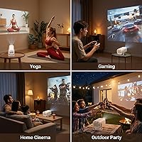 Vista 8 de Mini Projector with Wifi and Bluetooth, 4K Protable Smart Projector Build-in Android 14, 130" Screen Auto Keystone Movie Projector Compatible with