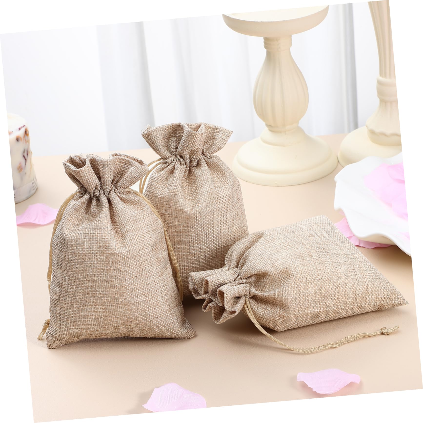 HAMPPLIES 50pezzi Sacchetti Juta Con Coulisse Sacchetti Riutilizzabili Per Matrimoni Feste e Regali Colore Naturale