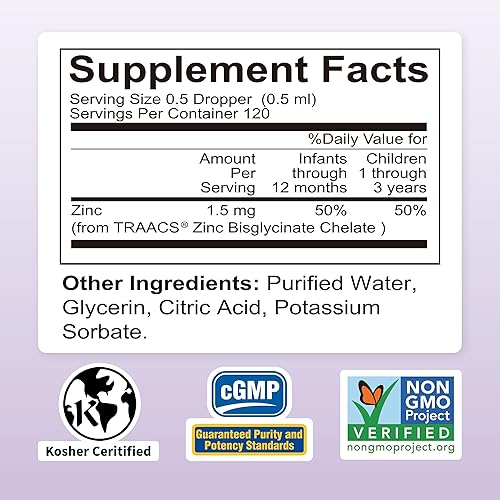 Miniatura 2 de Nature's Nutra Happy Zinc, zinc líquido prémium para bebés, bebés, niños y niños, TRAACS quelato de zinc, alta biodisponibilidad, sin OMG, Kosher, 2