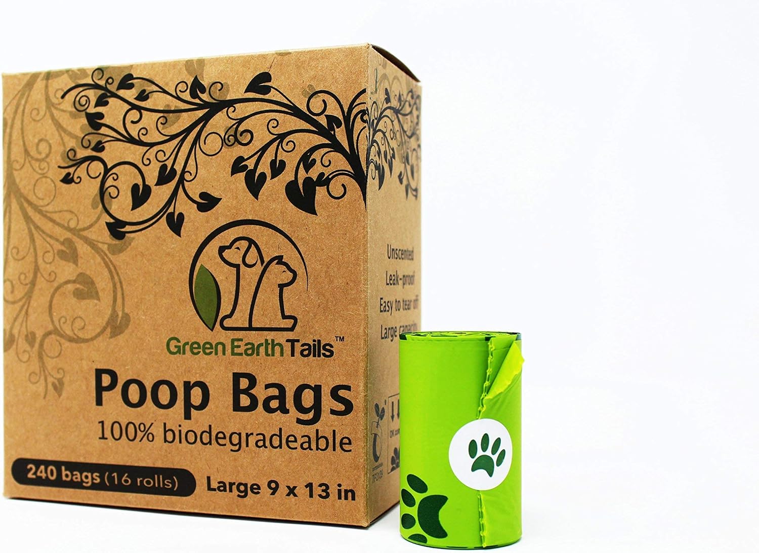Compostable & Biodegradable Poop Bags for Dogs - Large, Leak Proof, Easy-to-Tear and Earth Friendly Pet Waste Bags - ASTM D6400 and…