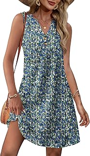Summer Dresses for Women 2025 Beach Vacation Clothes V Neck Button Sundresses with Pockets