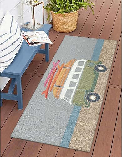 Miniatura 27 de Liora Manne Compass - Alfombra azul marino para porche delantero para interiores y exteriores, 5 pies x 7 pies 6 pulgadas Compass Navy,Brújula