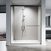 SL4U 60x76 Inch Sliding Shower Door, 1/4" Tempered Glass Semi-Frameless Bypass, Matte Black, Easy Clean & Install