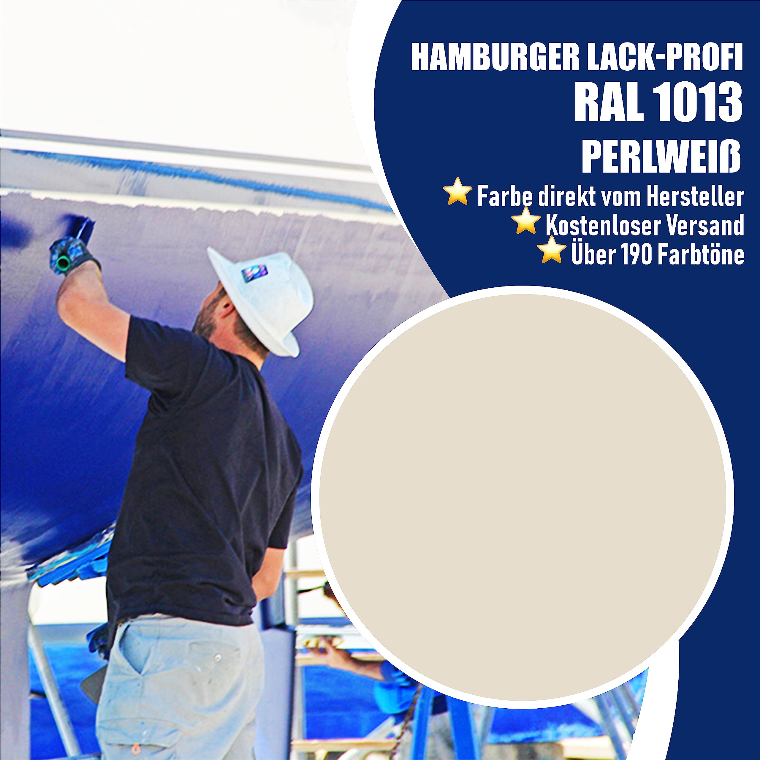 Hamburger Lack-Profi 2K Bootslack GLÄNZEND Perlweiß RAL 1013 Weiß für GFK/Kunststoff/Polyester Yachtlack Yachtfarbe Bootsfarbe