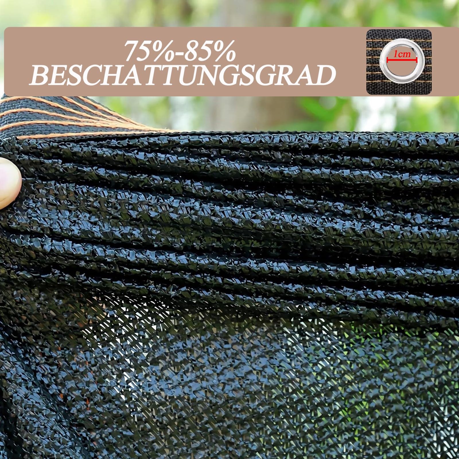 Tela de sombra 80 % negra, 2 x 4 m, malla de protección UV con ojales, tela transpirable para exteriores, patio, piscina, jardín, red de bloqueo solar