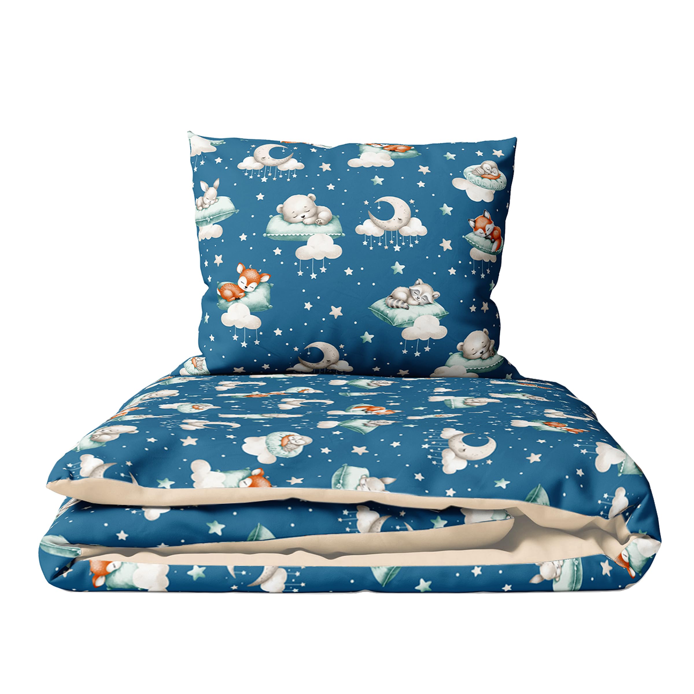 Baby Comfort 2-Piece Toddler Duvet & Pillow Set - 100x75 cm - 100% Cotton Breathable Fabric - Machine Washable Quilted Bedding for Cot Bed 12M+ (Sleepers)