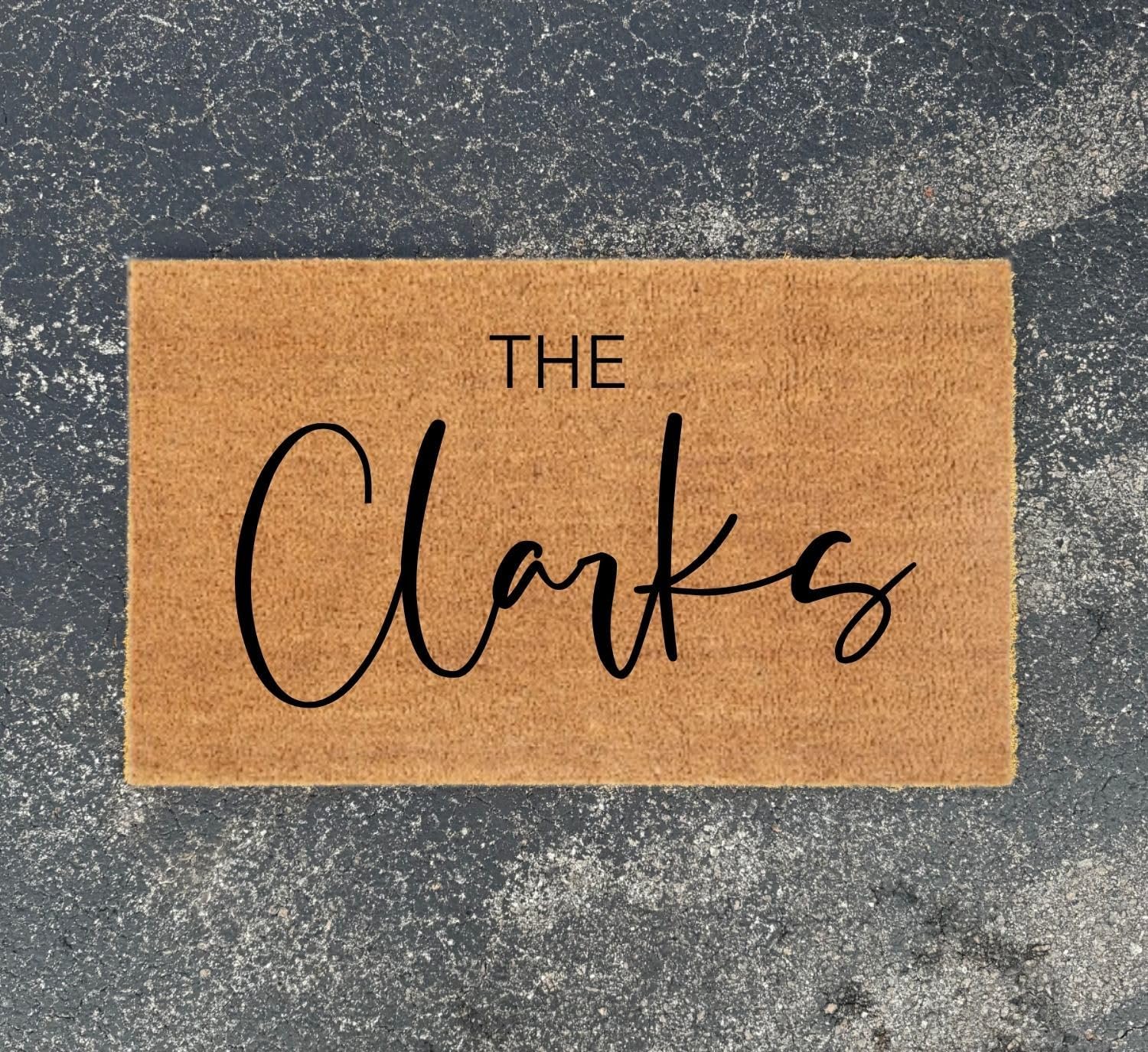 Elegant Welcome Mat with Your Surname - Custom Family Name Doormat Personalized Handwritten Entry Rug New Home Gift Ideas Personalized Text