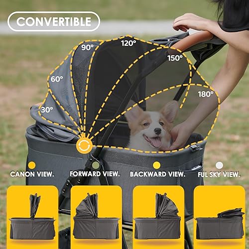 Miniatura 3 de Cochecito para mascotas 3 en 1 con transportador extraíble, cochecito plegable para perros y gatos pequeñosmedianos, impermeable, todo terreno, con