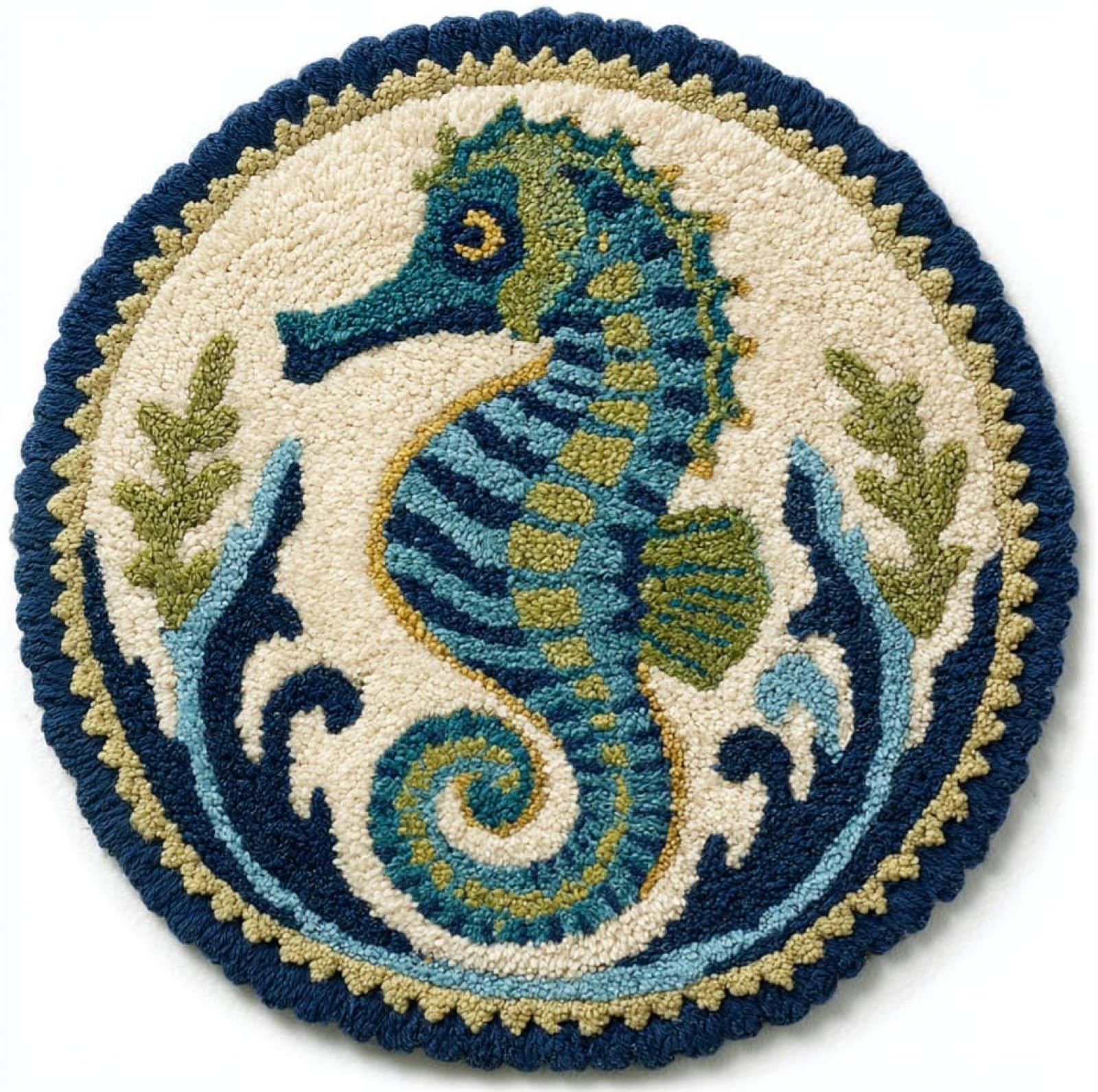 WallustrioaW DIY Latch Hook Rug Kits,Animal Seahorse,Pre-Printed Canvas DIY Rug Making Kit,Cross Stitch Carpet Crochet Crafts - Home Decor Project,50x50cm
