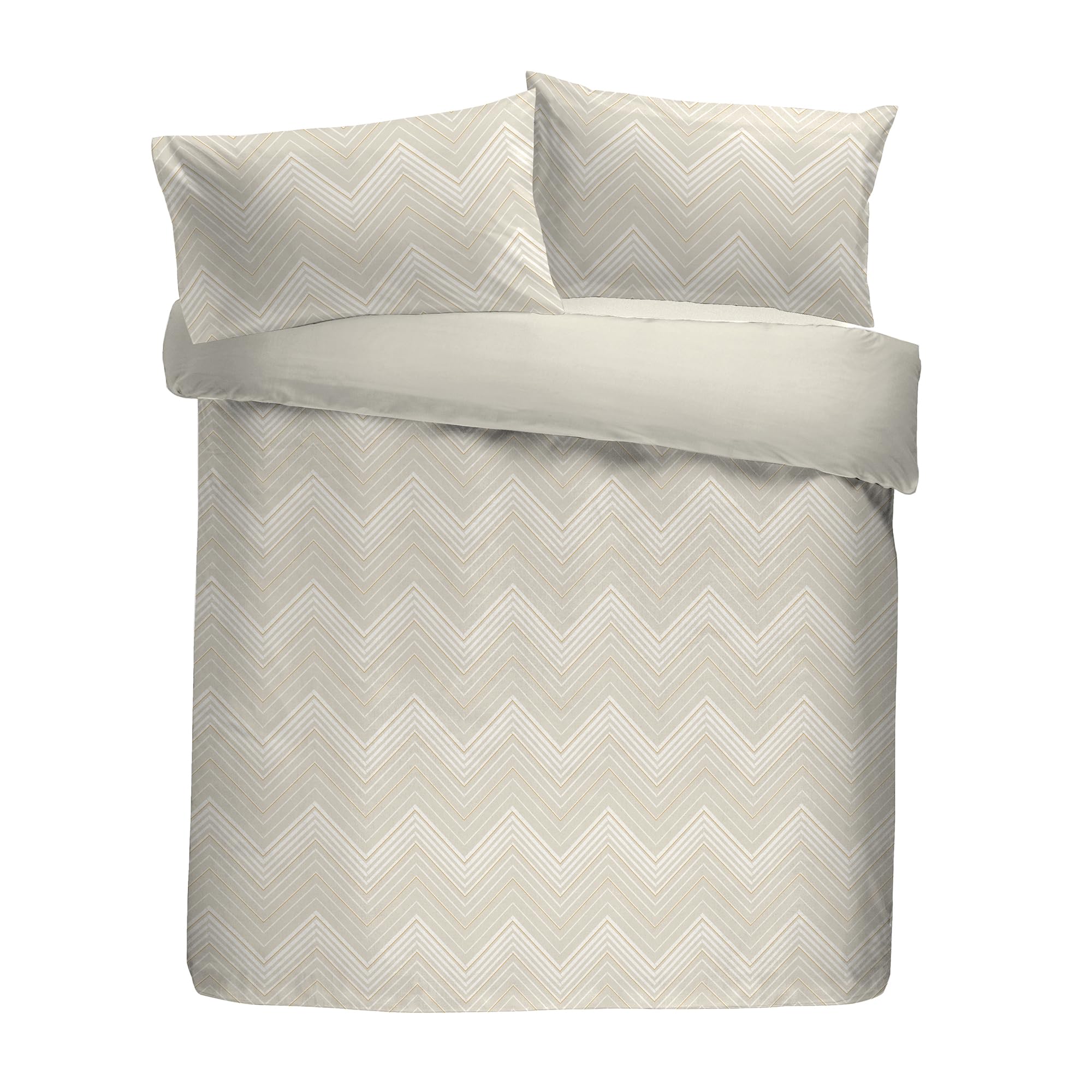 Laurence Llewelyn-Bowen Duvet Cover Set, 96% Polyester 4% Metallic Polyester, Double 200x200cm, Ivory, Jacquard Chevron, Button Closure, 2 Pillowcases