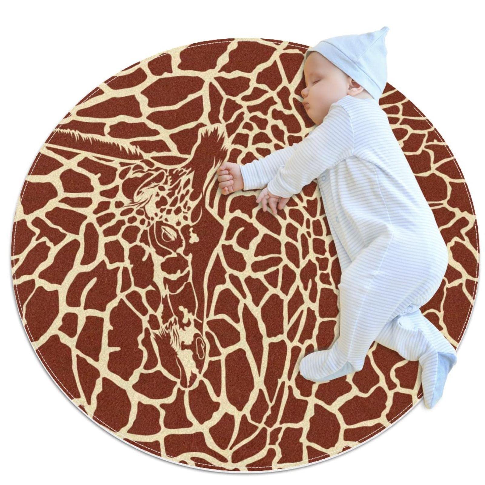 Tapis peau de girafe JDEZ pour réchauffer un sol froid, tapis rond 100cm chambre