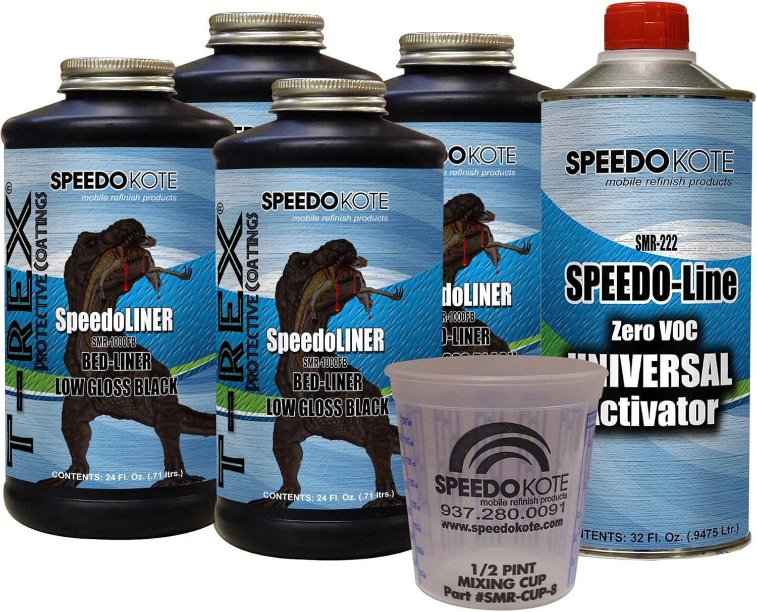 Speedokote TRex Low Gloss Black Truck Bed Liner, Gallon Kit, NO Spray Gun, SMR