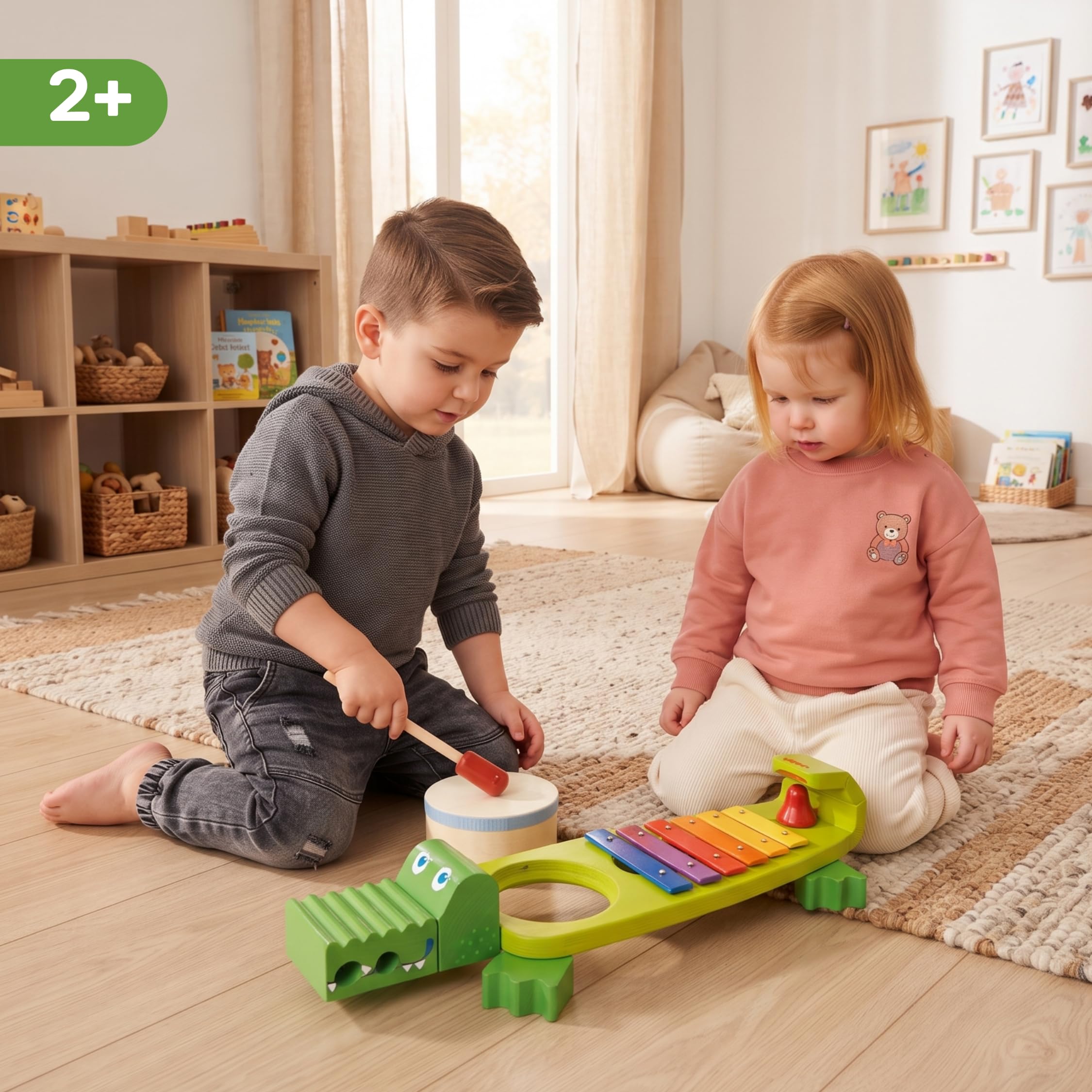 HABA - Jeux d'instruments et de Musique - Xylophone - Crocodile Musical - 2 Ans et Plus - 302566