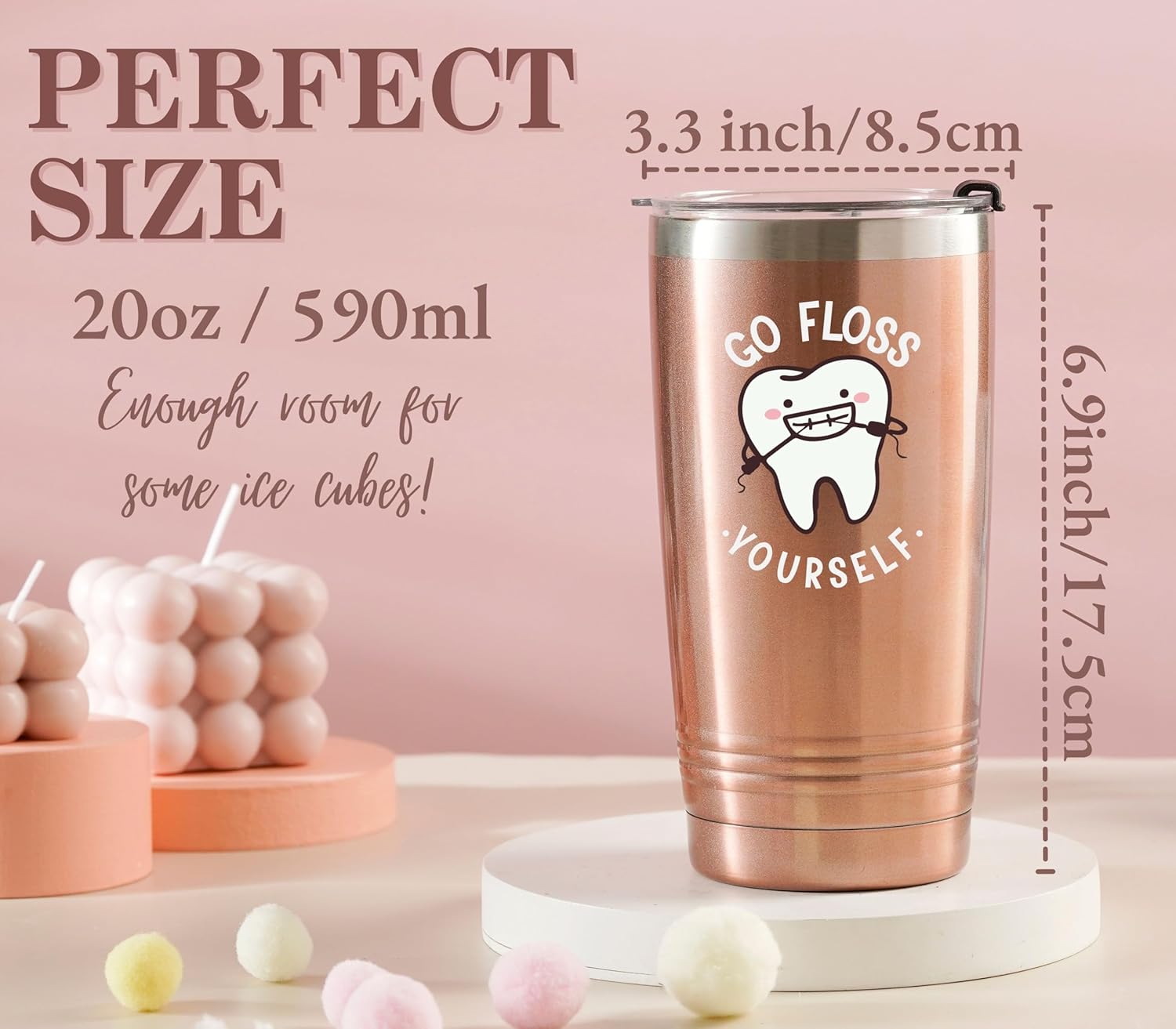 Onebttl Dental Gifts for Dental Assistant, Dental Hygienist on Dental Assistants Recognition Week, National Dental Hygienists Week, 20oz Insulated Stainless Steel Tumbler - Floss - Image 2