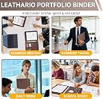 Leathario Portfolio, A4 Padfolio avec clavier, comprend 10 Protecteurs de feuilles claires et un stylo, Vegan Leather Document Holder Organizer, Dossiers de fichiers avec des poches pour tablettes, fournitures de bureau