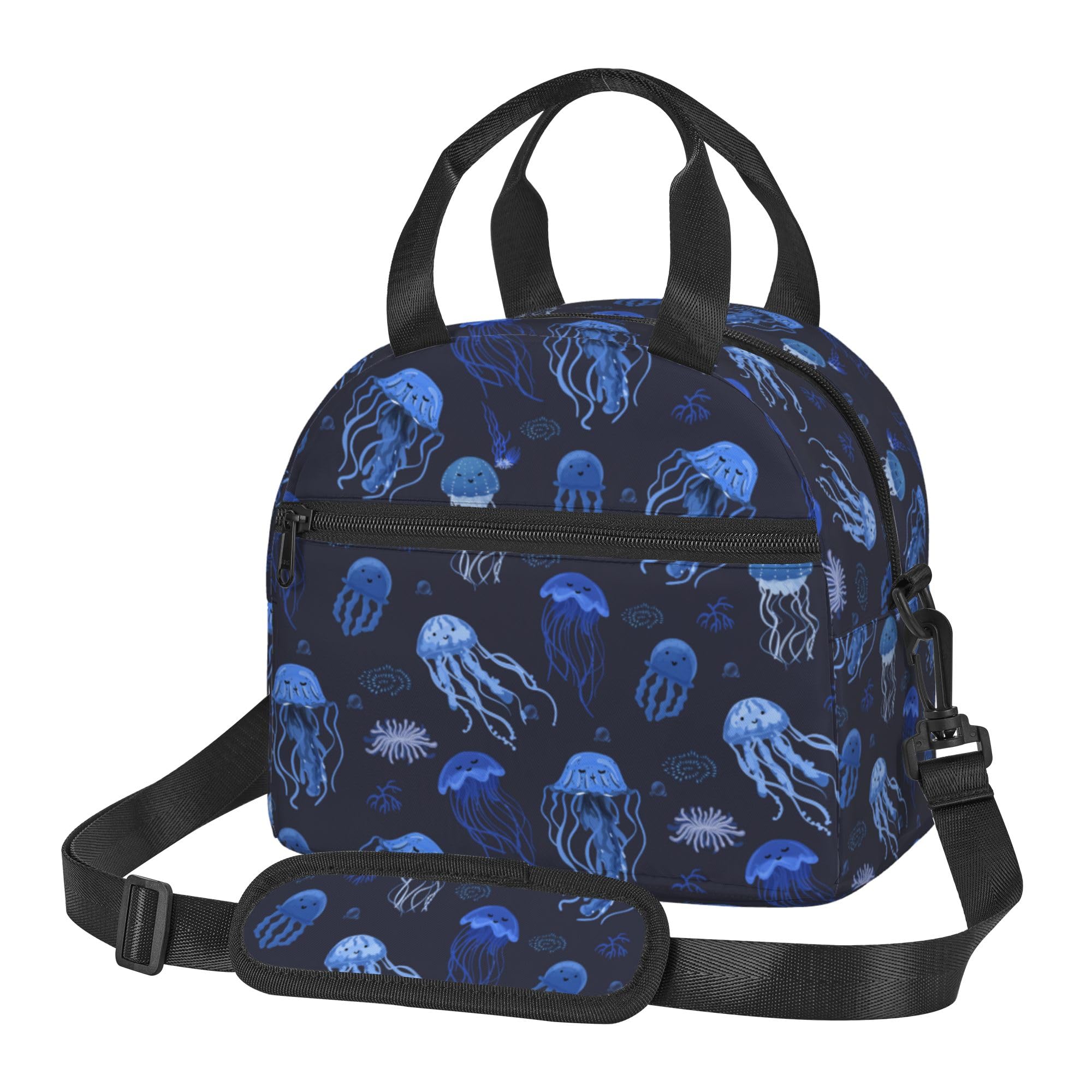 Gaakvrr Insulated Lunch Bag for Women Men Kids, Blue Jellyfish Ocean Marine Reusable Leakproof Lunch Tote Bag with Adjustable Shoulder Strap, Thermal Cooler Lunch Box for School Work Travel Picnic — image 1