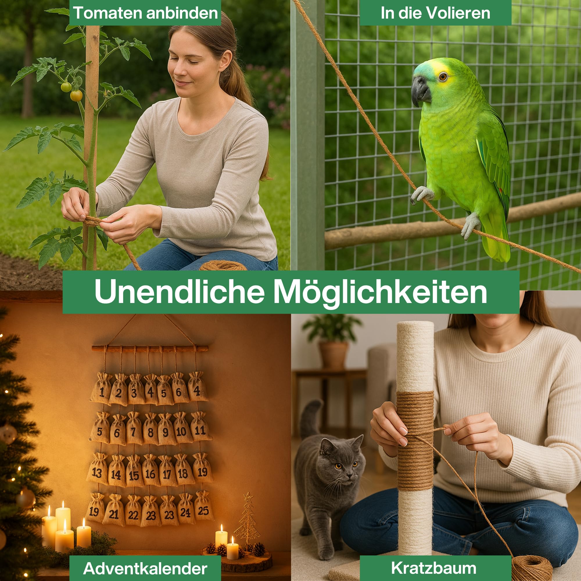 UNIGARDIA Corda di cocco per piante 7 mm – Maglia in cocco per alberi 100 m – Filo di cocco come legante per alberi, traliccio, filo da giardino – 100% nastro naturale per decorazione e fibra di cocco