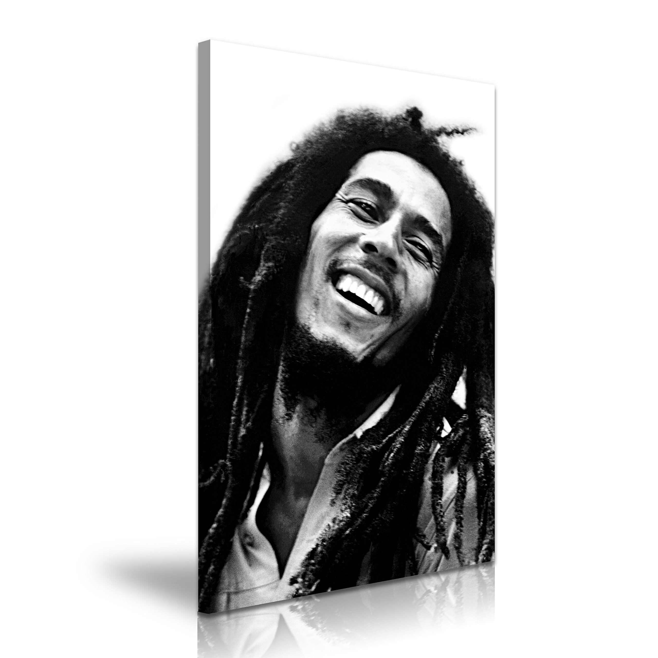 Yes Art Black And White Bob Marley Music Icon Canvas Art Print 50Cmx76cm - Modern Wall Art For Home Office Garden Room Decoration