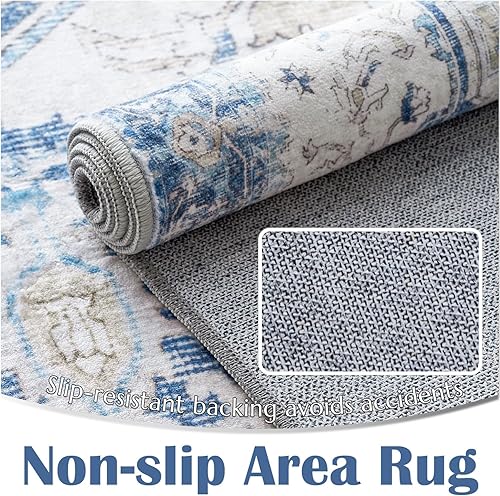 Miniatura 254 de jinchan Alfombra de Área 2x3 pies Alfombra Vintage de Entrada Lavable Bohemia Tapete Interior para Puerta Medallón Floral Tapete Pequeño para Puerta