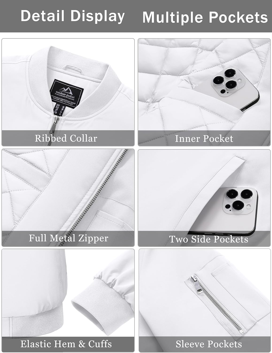 Cotrasen Mens Bomber Jacket Fall Winter Warm Windbreaker Casual Full Zip Padded Coats with Pockets - Image 6