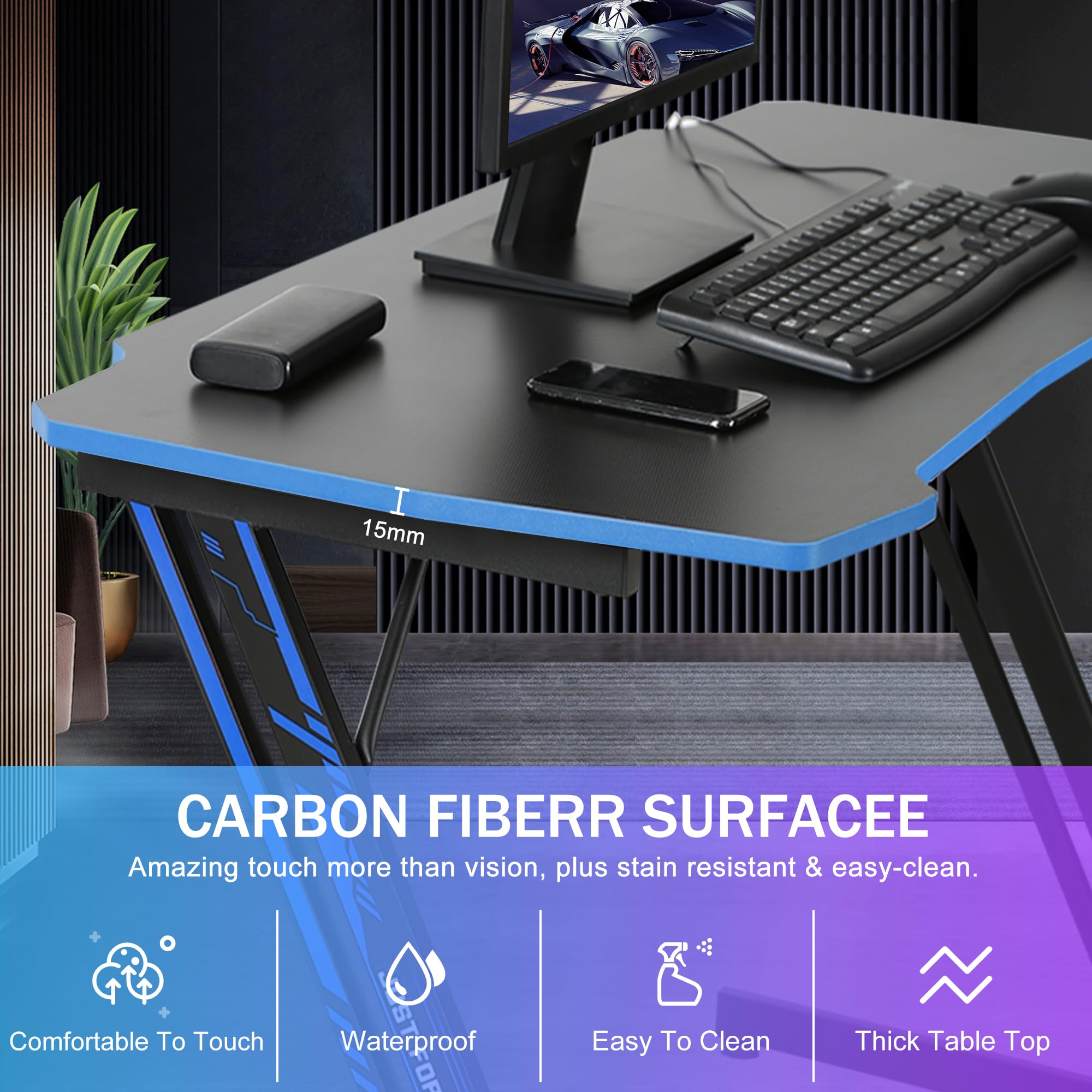 Amazon.com: CL.HPAHKL Z Shaped Gaming Desk, 39 Inch Wide PC