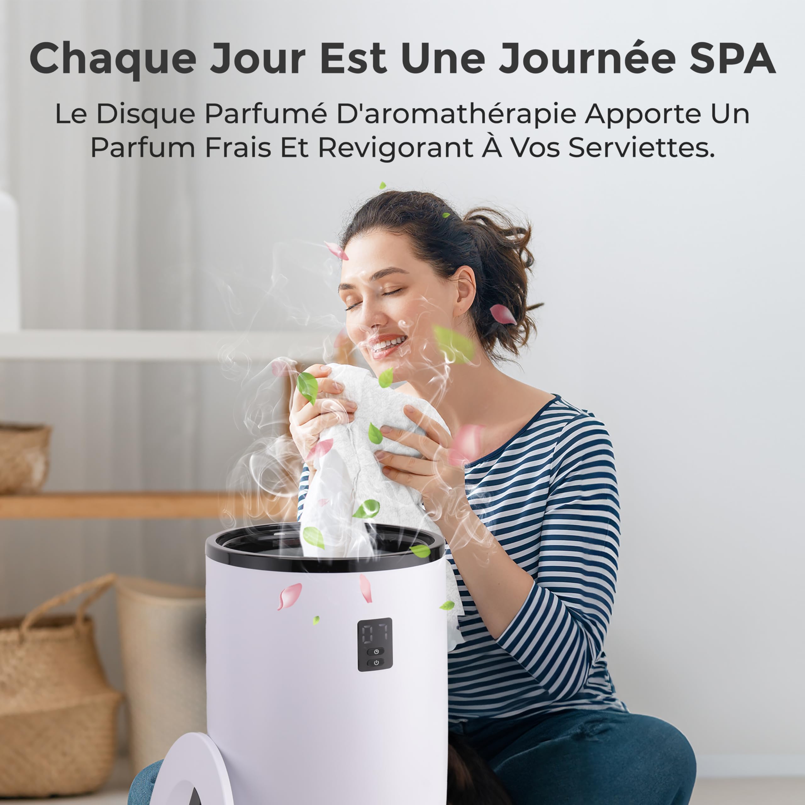 SereneLife Chauffe-Serviettes de Luxe – Seau Chauffant pour Salle de Bain | Arrêt Automatique | Support pour Disque Parfumé | Convient à 2 Grandes Serviettes