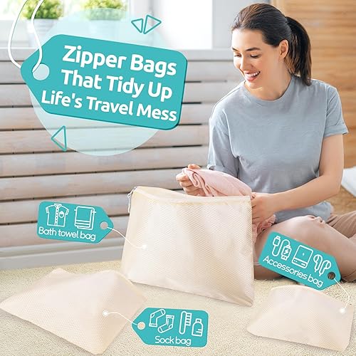 Vista 3 de Todo incluido juego de 12 cubos de embalaje para maletas de transporte, artículos esenciales de viajeaccesorios organizadores de equipaje, incluye