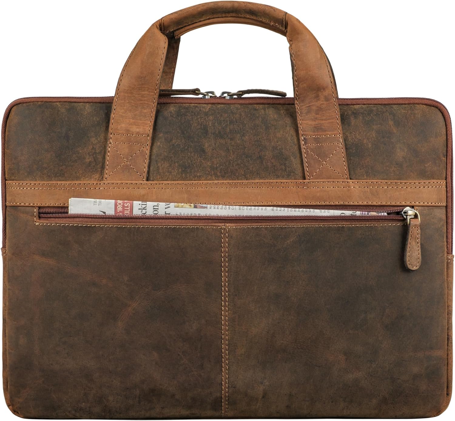 STILORD Zacharias Vintage businesstas lederen aktetas groot XL 15,6 inch laptoptas schoudertas hechtbaar echt leder Kleur:tan donker - bruin