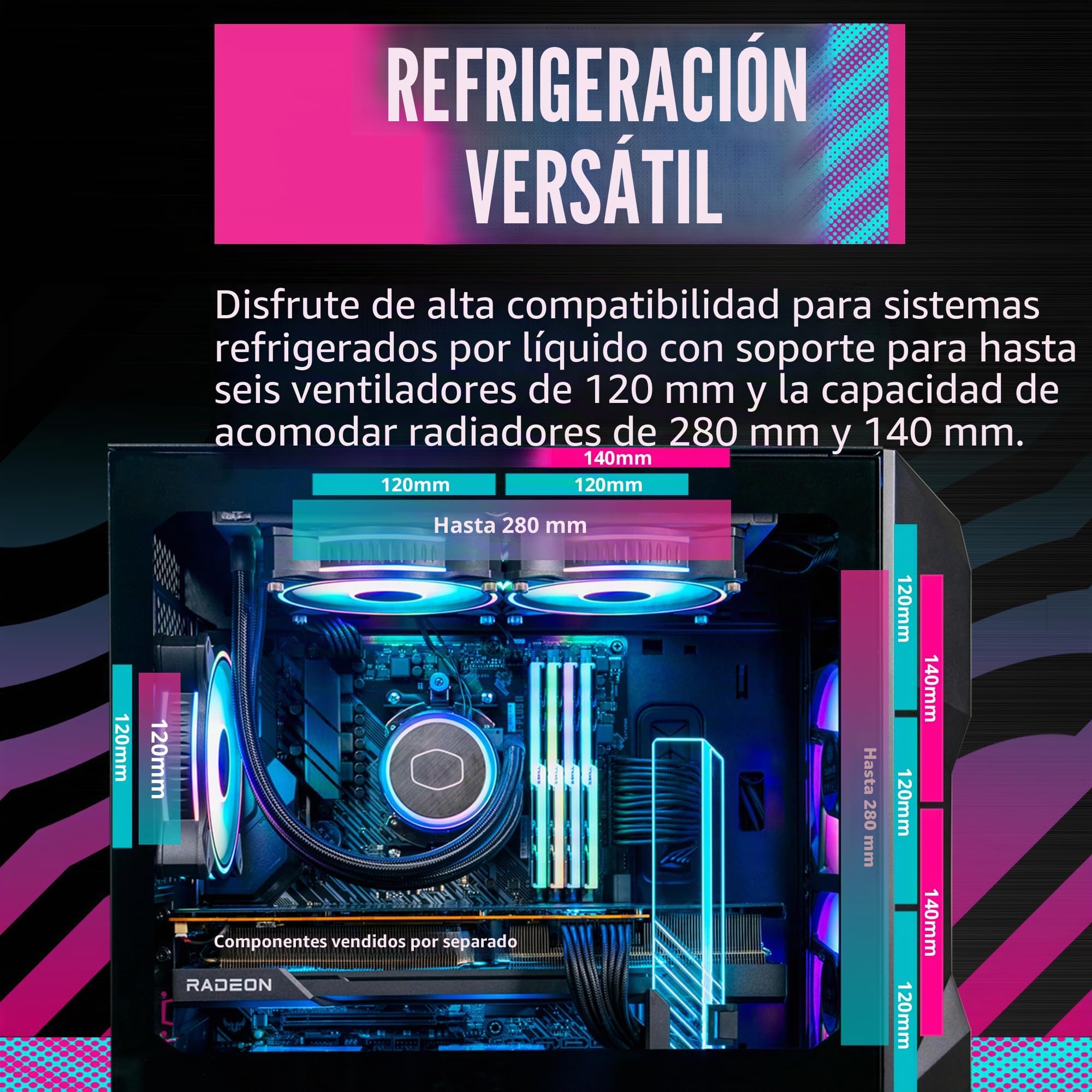 Cooler Master TD300 Mesh Caja PC - Minitorre, Alto Flujo de Aire, 2 Ventiladores ARGB de 120mm, Admite MB Micro-ATX y Mini-ITX, Panel Lateral de Vidrio Templado, Parte Superior Extraíble, Hub ARGB/PWM